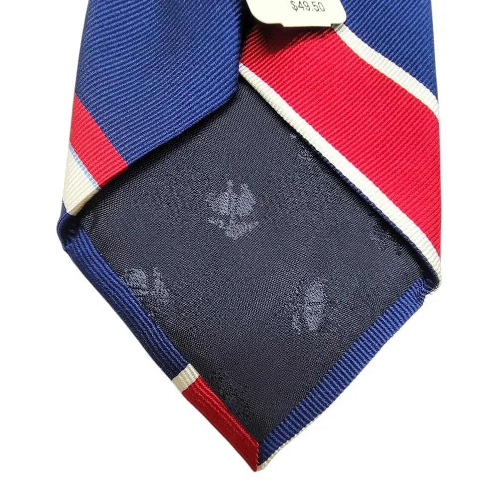 NWT Brooks Brothers 346 Mens Silk Necktie Navy Blue Red Repp Stripe USA